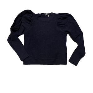 Ulla Johnson Women's Blue Philo Puff Long Sleeve Crewneck Sweatshirt Size Medium